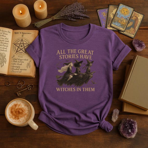 Great Stories Have Witches T-Shirt, Gothic Witch Trio, Halloween Sweatshirt, Cottage Witchcore Aesthetic, Fall Autumn Bookish Clothes