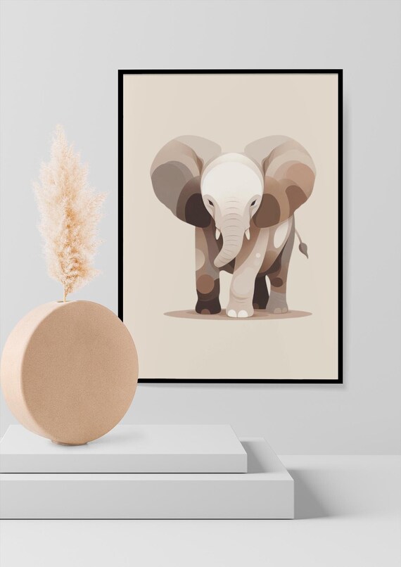 Minimalist Digital Wall Decor | Abstract Elephant Art Deco Printable Wall Art | Boho Nursery Elephant JPEG | Aesthetic Wall Art Prints