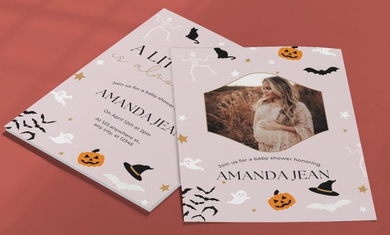 Little Boo Is Almost Due Photo Baby Shower Invitation Template, Editable Photo Fall Gender Neutral Baby Shower Invites, Digital  Download