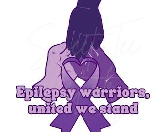Epilepsy Awareness PNG Digital Download – “Epilepsy Warriors, United We Stand” | Purple Ribbon Embrace