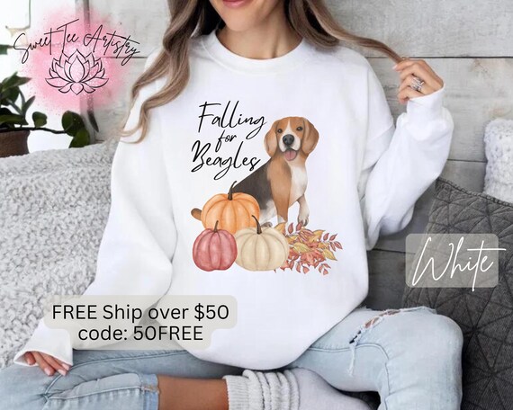 Beagle Boho Fall Cozy Sweatshirt - Falling For Beagles - Autumn Dog Lover T-Shirt, Mug - Fall Shirt - Gift For Beagle Mom or Dog Mom