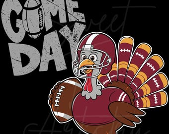 Thanksgiving Football PNG - Turkey in Football Gear - Game Day Digital Download