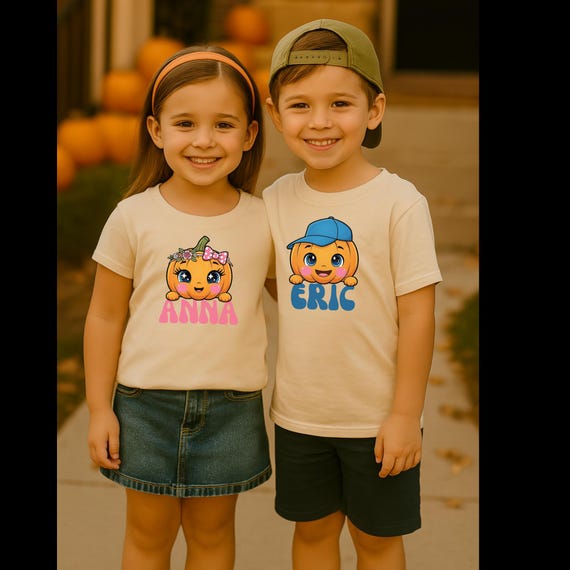 Personalized Pumpkin Shirt for Boys | Custom Fall Halloween Toddler Youth Tee | Matching Sibling Outfit | First Halloween Baby Onesie