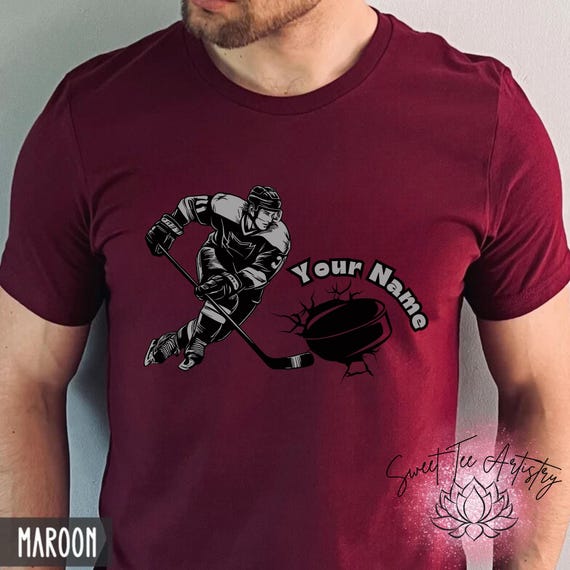 Personalized Hockey Player T-Shirt | Custom Name & Team Colors | Ice Hockey Gift | Sports Apparel | Hockey Mom Dad | Youth Adult Sizes