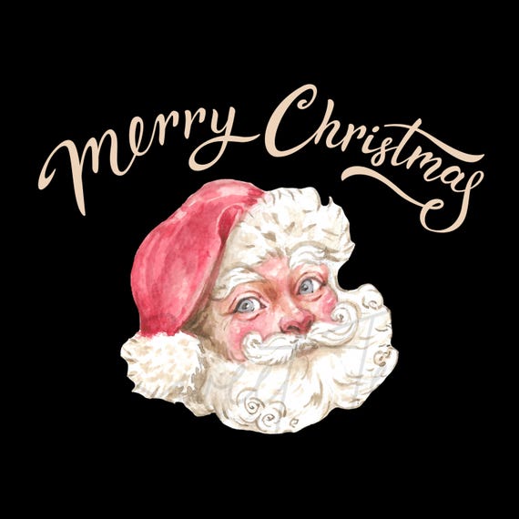 Vintage Old World Santa Claus Merry Christmas PNG Digital Download – Classic Holiday Clipart