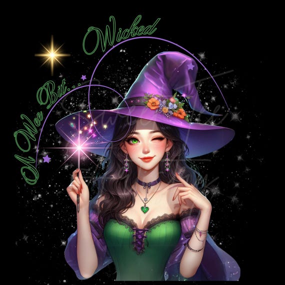 Halloween Wee Bit Wicked Witch Png, Celestial Witchy Clipart, Modern Mythical Art, Whimsical Decor, Bad Witches Shirt, Halloween Sweatshirt