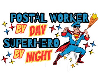 Superhero Mailman PNG: Comic Postal Worker Design (Digital Download)