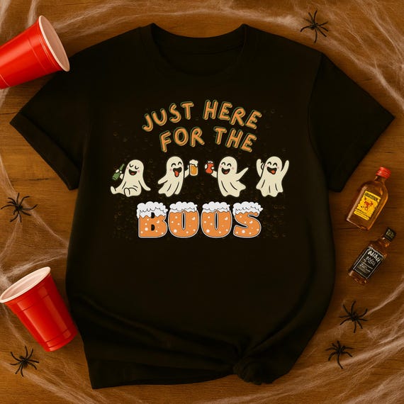 Just Here for the Boos Halloween Party Shirt – Funny Ghost Beer Tee – Spooky Season Graphic Tee – Drinking Halloween Shirt – Unisex T-shirt