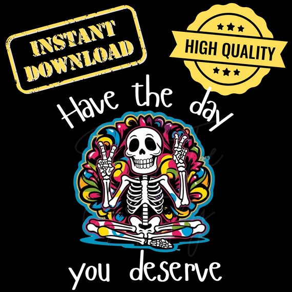 Funny Skeleton PNG Bundle- Groovy Abstract Design - No Drama New Year Clipart - Digital Download