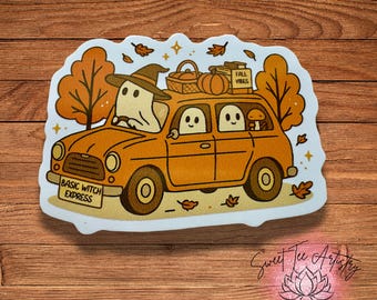 Basic Witch Express Ghost Sticker: Cottagecore Fall Laptop Decal