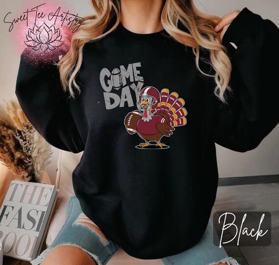 Thanksgiving Football Shirt - Game Day Turkey Design - Unisex Design - Here For The Food & Football