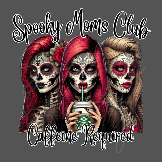 Spooky Moms Club Caffeine Required Halloween T-Shirt PNG, digital download, Sublimation, DTF, Tee, hoodie, Sweatshirt, Tote, Fall PNG, vibes