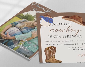 Cowboy Baby Shower Invitation Template: Photo, Gender Neutral (Digital Download)