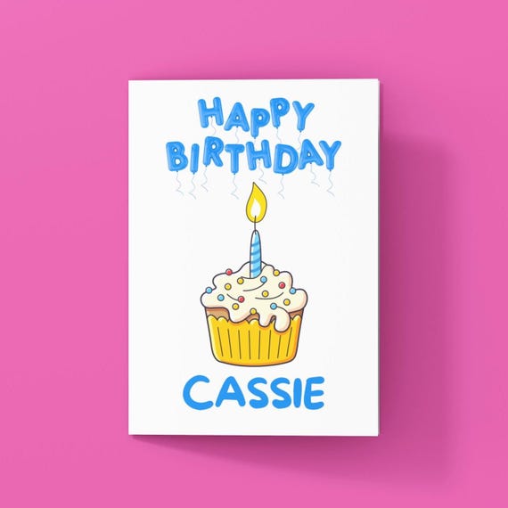 Personalized Cupcake Birthday Card | Custom Name Greeting | Printable or Shipped Option - Party Gift - Card for Sister, Cousin, Co-worker