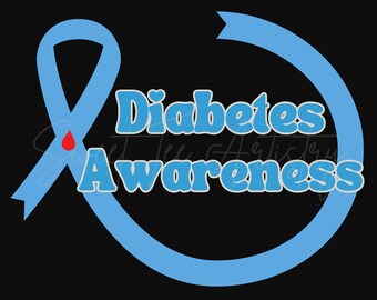 Blue & Gray Diabetes Awareness Ribbon PNG (Digital Download)