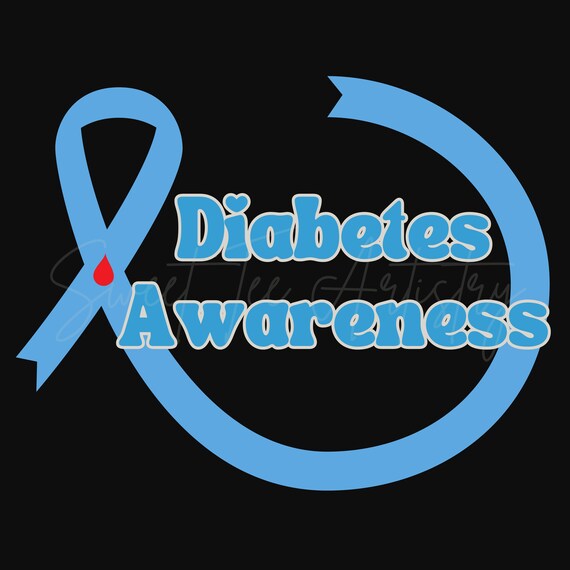 Diabetes Awareness Ribbon PNG - Downloadable Craft Design - Show Your Support with a Blue & Gray Digital Download