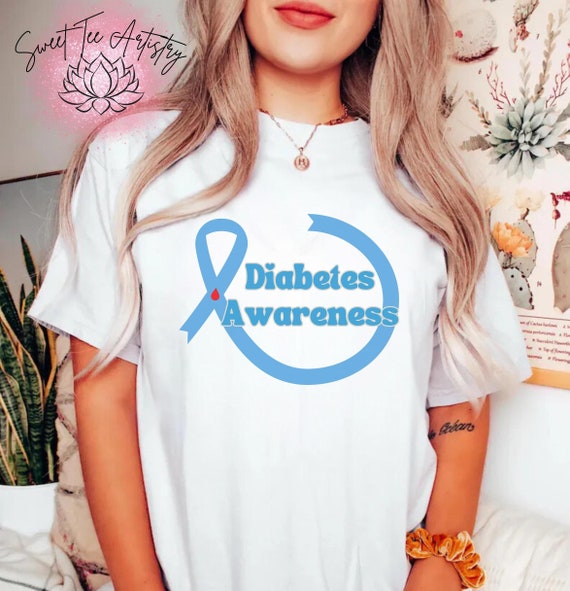 Diabetes Awareness Month Shirt - Show Your Support in Comfort and Style! Support Diabetes Awareness with Stylish Blue Ribbon Shirt