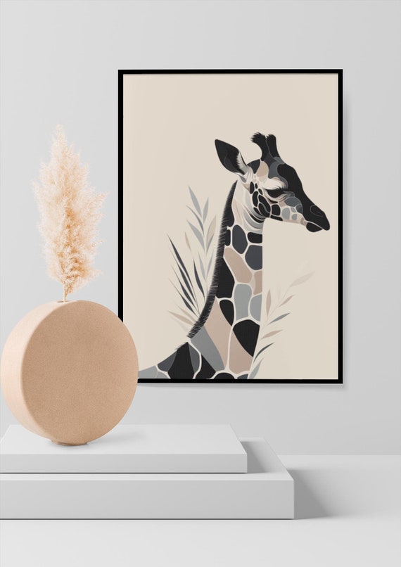 Bold Minimalist Giraffe Printable Wall Decor -Art Deco, Modern, and Minimalistic Art - Office, Living Room, Nursery-Multiple Sizes Available