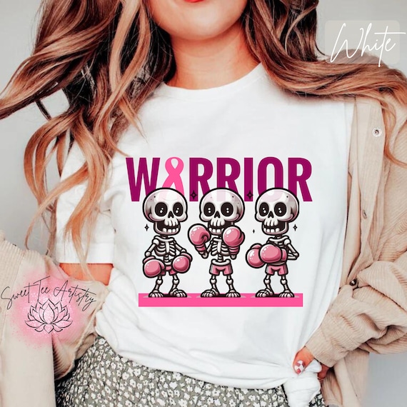 Warrior Breast Cancer Awareness Pink Skeletons - Pink Ribbon Breast Cancer Survivor T-Shirt - Breast Cancer Fighter Cozy Sweatshirt