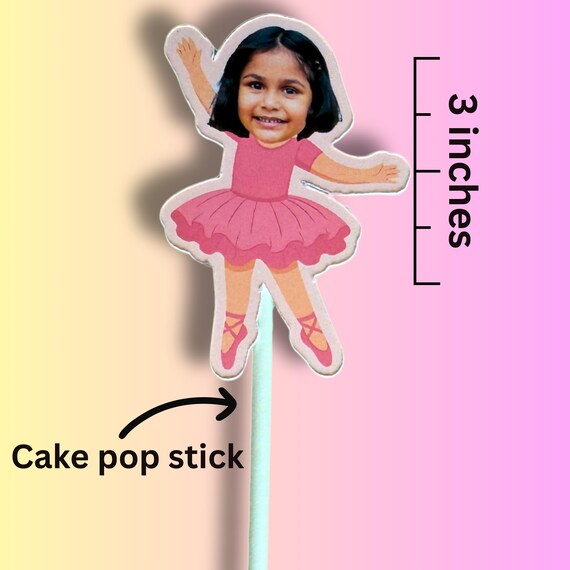 Ballerina Birthday Cupcake Topper with Face | Custom Dancer Party Picks | Girls Ballet Party Decor | Tutu Cake Topper | Dance Recital Favor