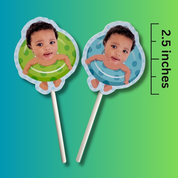 Custom Pool Party Photo Cupcake Toppers | Baby Float Theme | Summer Birthday Decor | Set of 12 18 24 | Personalized Picks, Beach Party