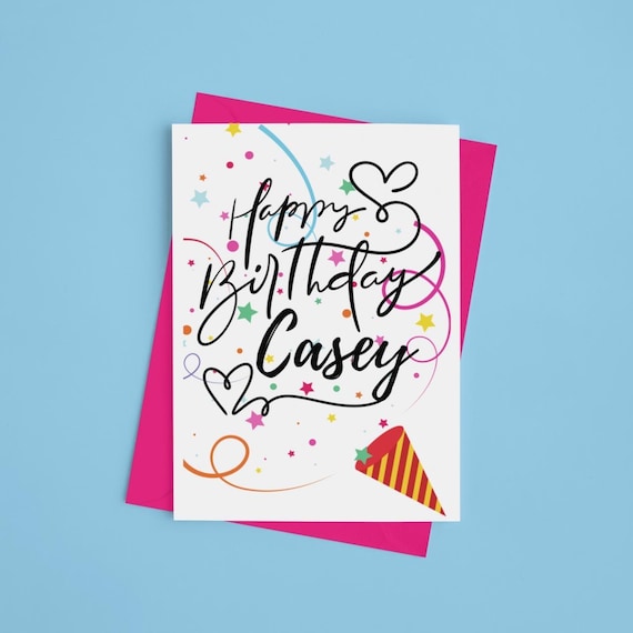 Custom Name Birthday Card - Colorful Celebration Design - Personalized Keepsake for Best Friend, Cousin, Sister, Daughter, Mom - Party Gift