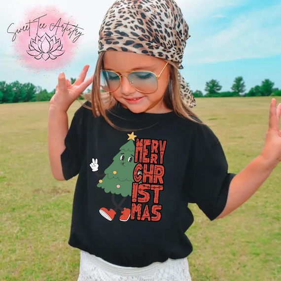 Vintage Christmas Vibes Tee - Retro Chill Shirt - Groovy Holiday Style - Groovy Christmas Spirit Tee for Kids - Available in Adult Sizes