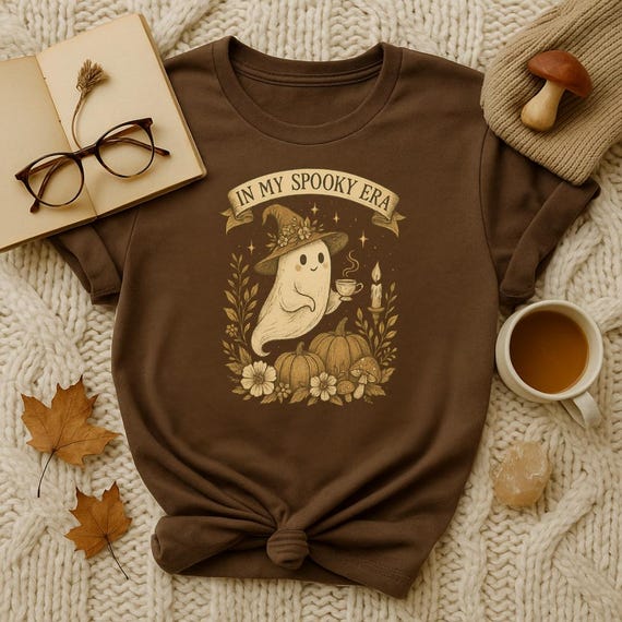 In My Spooky Era Shirt – Cottagecore Halloween Ghost Shirt, Fall Witchcore Aesthetic Tee, Cozy Autumn Sweatshirt, Bookish Pumpkin Lover Gift