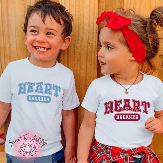 Heartbreaker Baby & Toddler Valentine’s Shirt – Unisex Valentine’s Outfit – Onesie or Kids T-Shirt – Cherry Red, Pink, Light Blue, Sea Green
