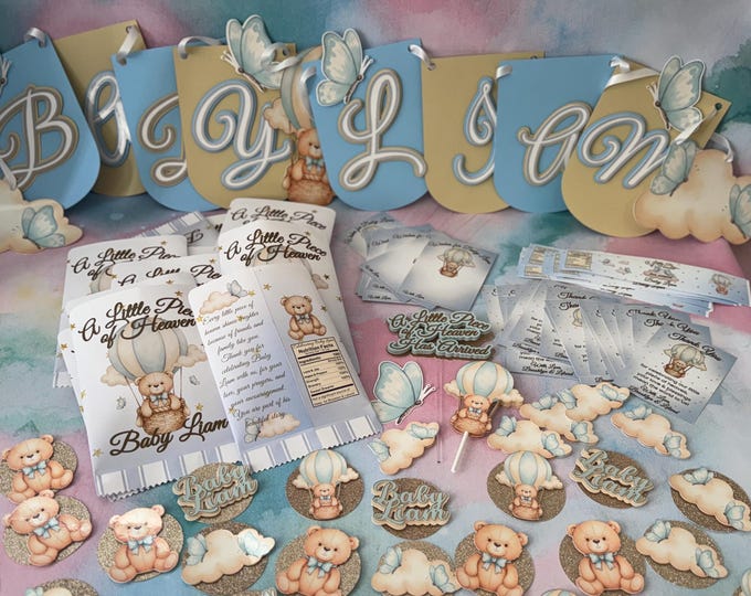 Featured listing image: Kids Birthday Party Custom Decoration Bundle | Any Theme |Personalized Custom Cake Topper, Cupcake, Chip, Banner, Bottle Labels, Stickers