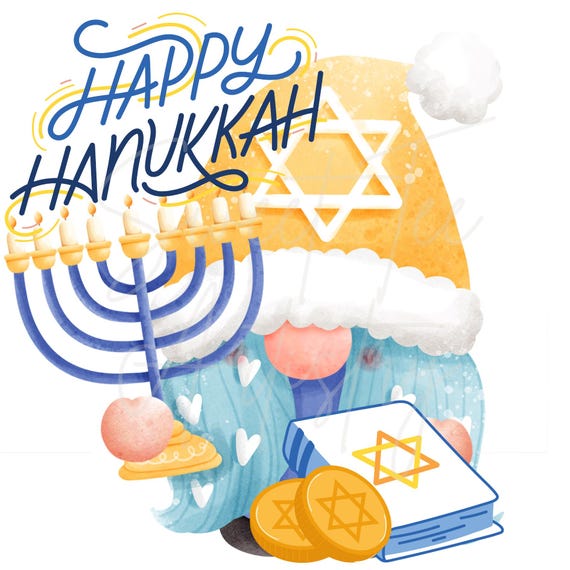 Hanukkah Gnome PNG Digital Download - Happy Hanukkah Gnome Design for Personal Use