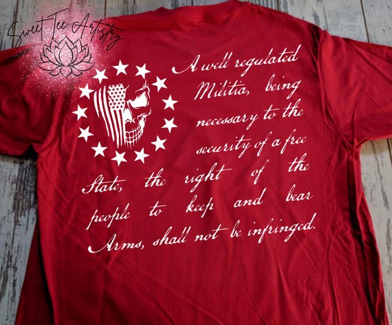 Men's Patriotic Shirt - Second Amendment Skull and Flag Design - Pro-Gun Rights T-Shirt for Men - Gift For Veteran