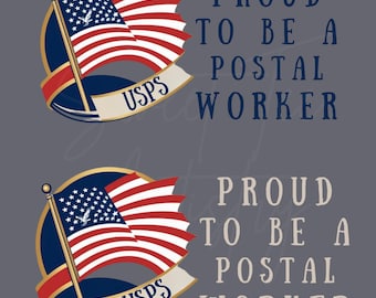 Proud Postal Worker PNG Design: American Flag, USPS (Digital Download)