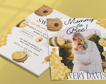 Sweet As Can Bee Baby Shower Invitation Template (Digital Download)