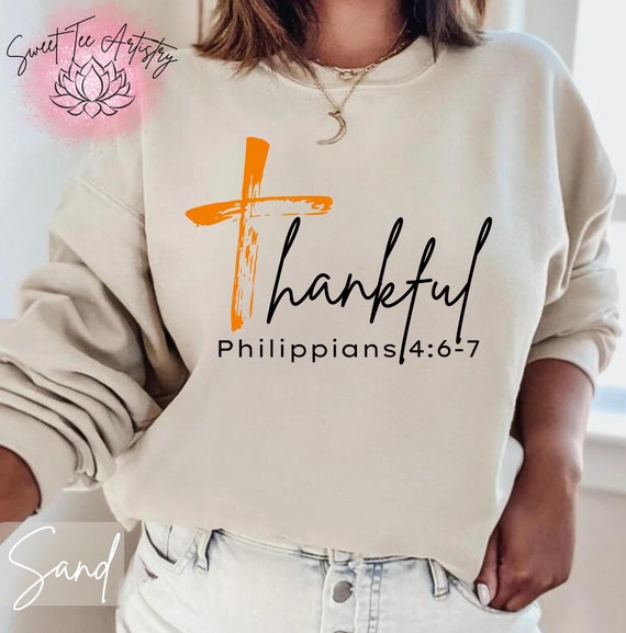 Thankful Philippians 4:6-7 Scripture PNG - Christian Bible Verse Png - Christian Fall Digital Download - Inspirational Art