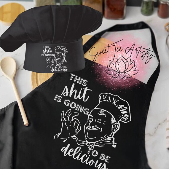 Funny Chef's Hat and Apron Combo - "This Shi+ is Going to Be Delicious" - Kitchen Apron and Cap Set - Hilarious Cooking Attire