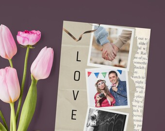 Personalized Love Story Photo Card | Custom 3-Photo Romance Timeline | Anniversary, Valentine's, Wedding Announcement