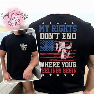 Men's Patriotic Second Amendment Shirt - Skull & American Flag Design - Pro-Gun Rights T-Shirt - Gift For Veterans
