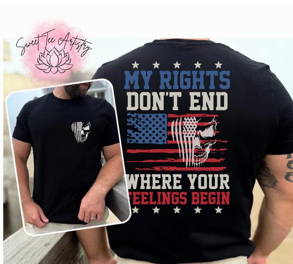 Men's Patriotic Second Amendment Shirt - Skull & American Flag Design - Pro-Gun Rights T-Shirt - Gift For Veterans
