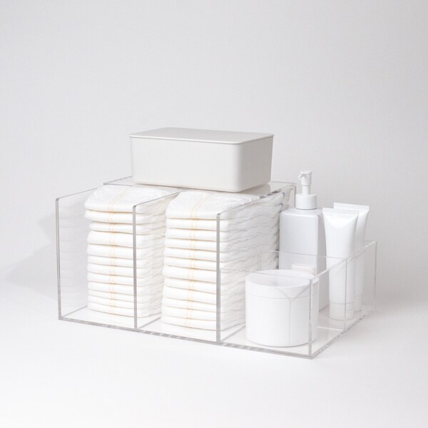 Clear Acrylic Lucite Diaper Caddy Organizer