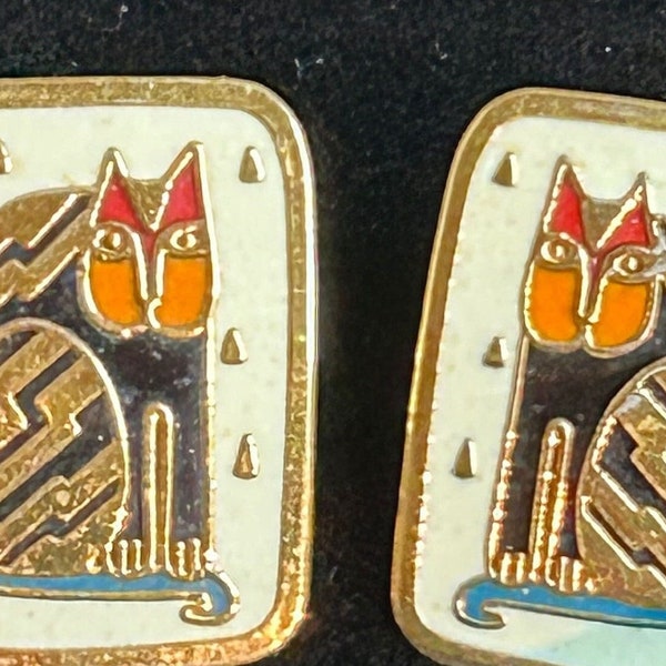 Vtg Laurel Burch Fantastic Cat Earrings Pierced, Signed Fantastic Cat Jewelry Animal Lovers Gift