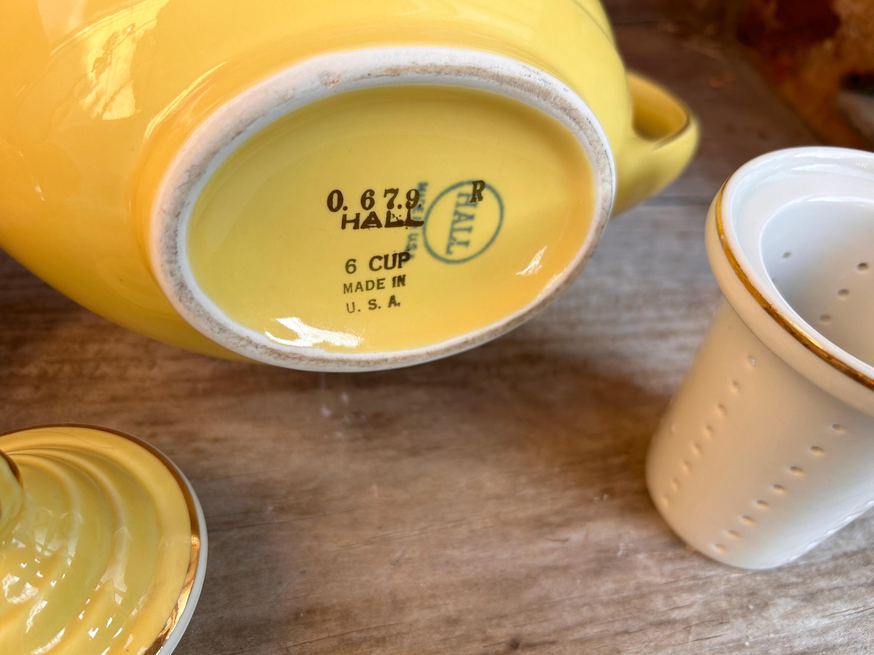 Vintage Hall Aladdin Teapot Infuser Yellow With Gold Details 3 Pieces ...