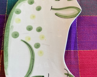 Vintage Mancer Italian Frog Dish Trinket Dish Spoon Rest Frog Theme Cute Bored Frog