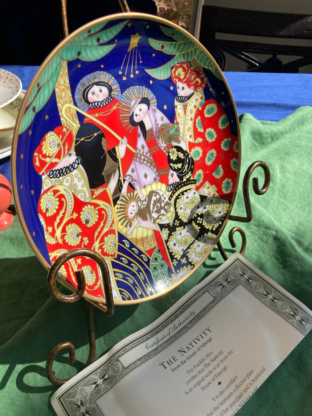 The Nativity Gilded 8 Plate From the House of Faberge Franklin Mint