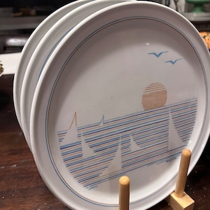 Vintage Figgjo Norway Regatta Dinner Plates: 1980s Nautical Decor