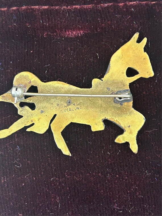 Vintage Sterling Horse Brooch Copper Colored and … - image 4