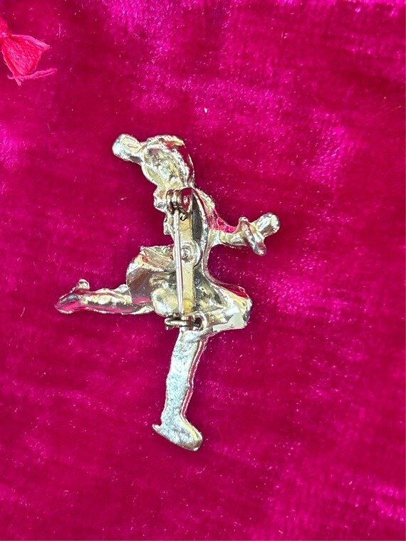 Vintage Silver and Pink Enamel Ice Skater w Rhine… - image 7