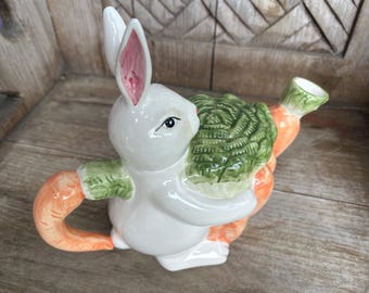 Vintage 70's Ceramic Bunny Pitcher: Easter Spring Table Decor