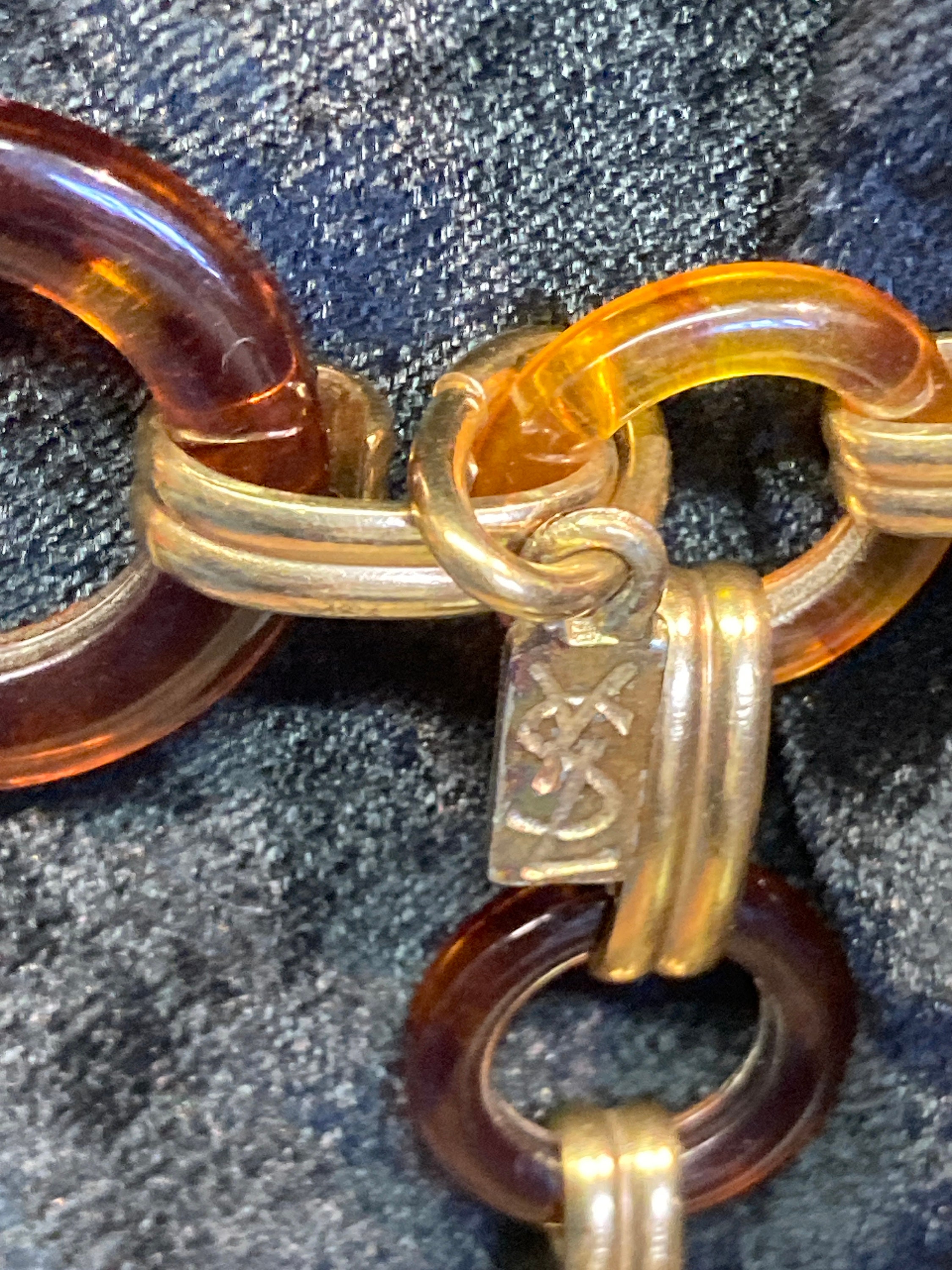 YVES SAINT LAURENT- c.1960\'s Tortoise Lucite Chain Belt Adjustable YSL Vintage Yves Saint Laurent Acrylic Tortoise Geometric  main image 2