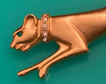 1980s Exotic Jackie Collins Panther Brooch Emerald Eyes